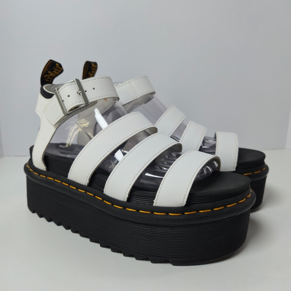 Dr. Martens Blaire Quad Sandals Women 8 White Platform Strappy Gladiator Chunky